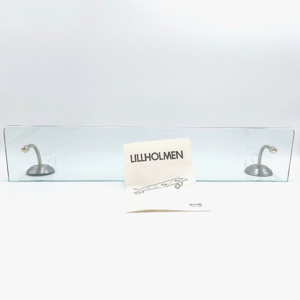 IKEA LILLHOLMEN Glass Wall Shelf With Brushed Aluminum Mounts-400.741.69